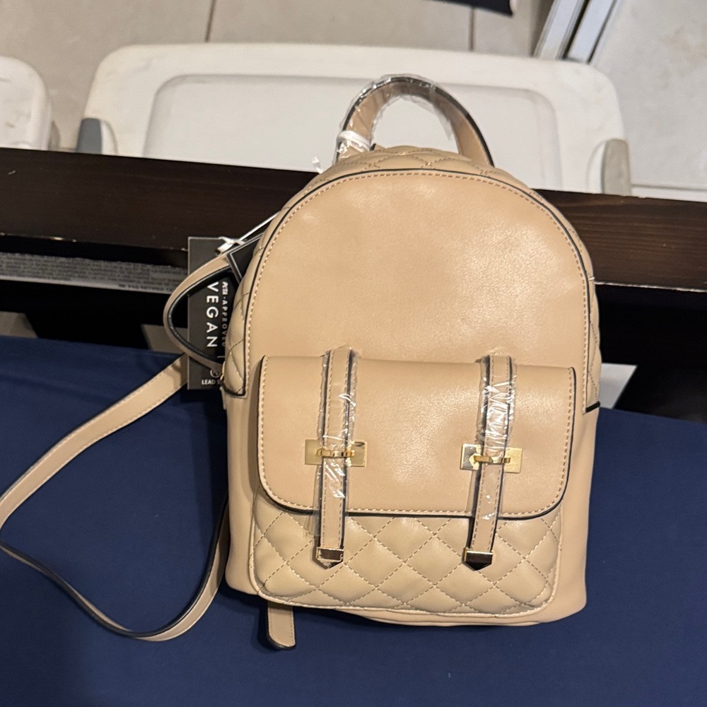 Elegant Beige Quilted Backpack